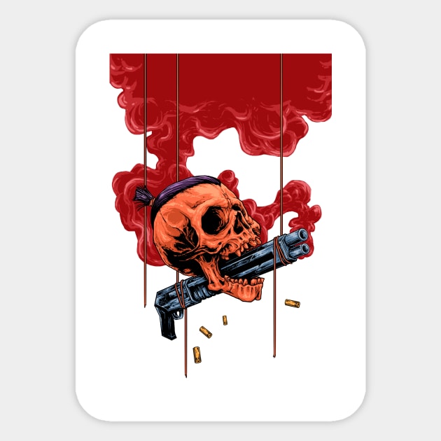 Skull and gun Sticker by akawork280